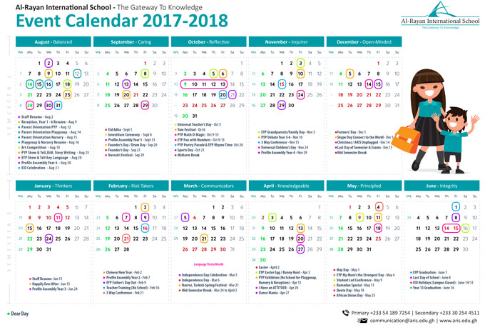 event calendar 2018
